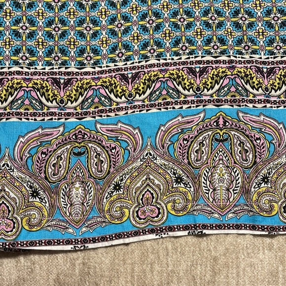 Chico's sz 2 12/14 100% linen open cardigan duster l/xl paisley blue Easter - Picture 8 of 8